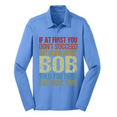 BOB Name Personalized Birthday Funny Christmas Joke Silk Touch Performance Long Sleeve Polo