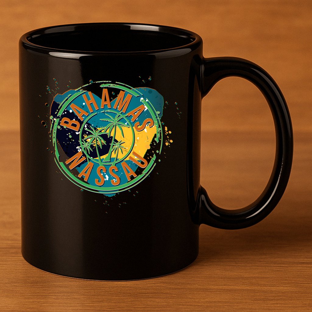Bahamas Nassau Paint Stamp Emblem 11oz C Handle Ceramic Mug