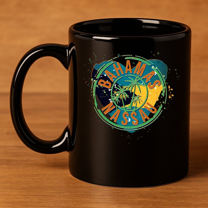 Bahamas Nassau Paint Stamp Emblem 11oz C Handle Ceramic Mug