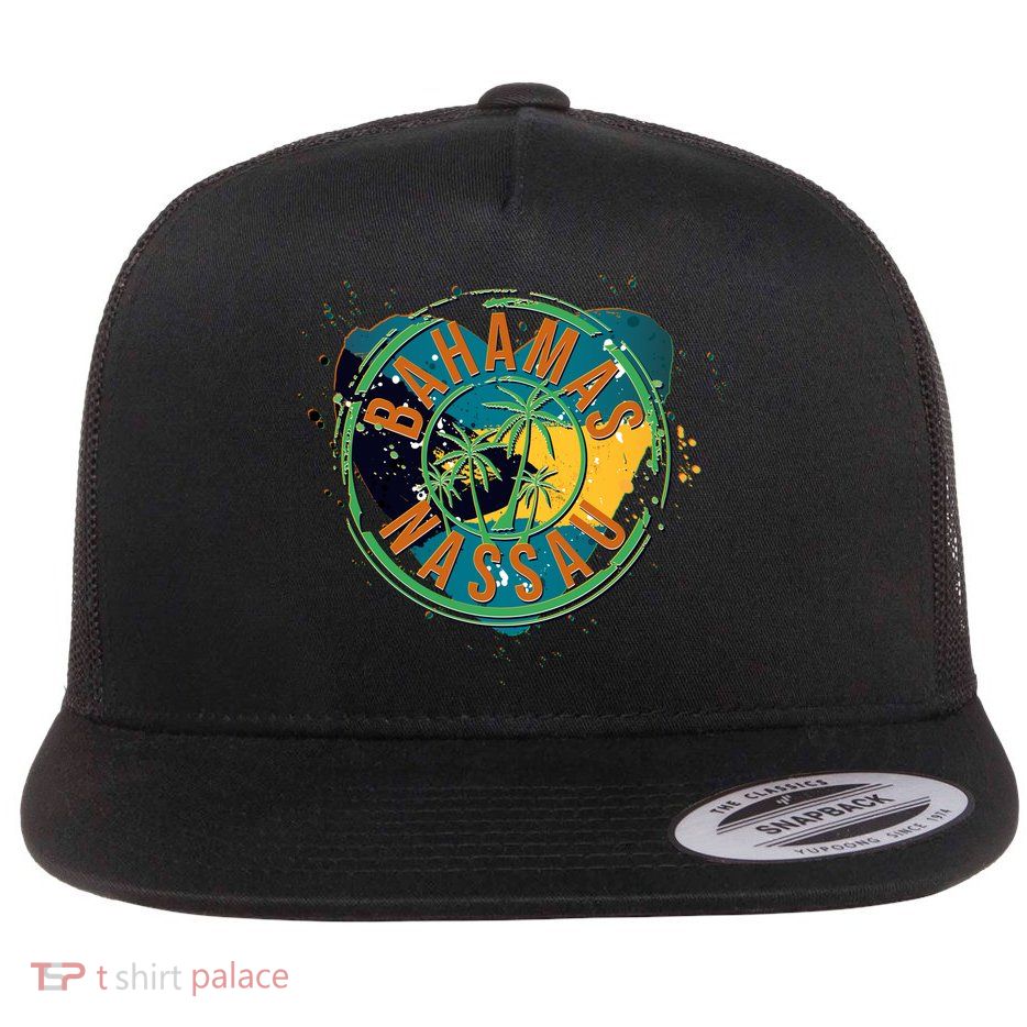 Bahamas Nassau Paint Stamp Emblem Flatbill Hat