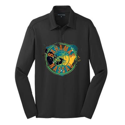 Bahamas Nassau Paint Stamp Emblem Silk Touch Performance Long Sleeve Polo