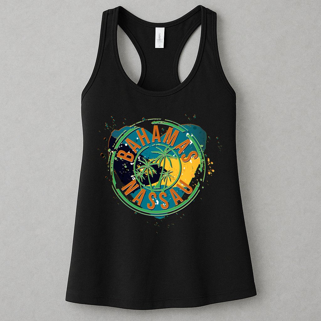 Bahamas Nassau Paint Stamp Emblem Womens Tank Top
