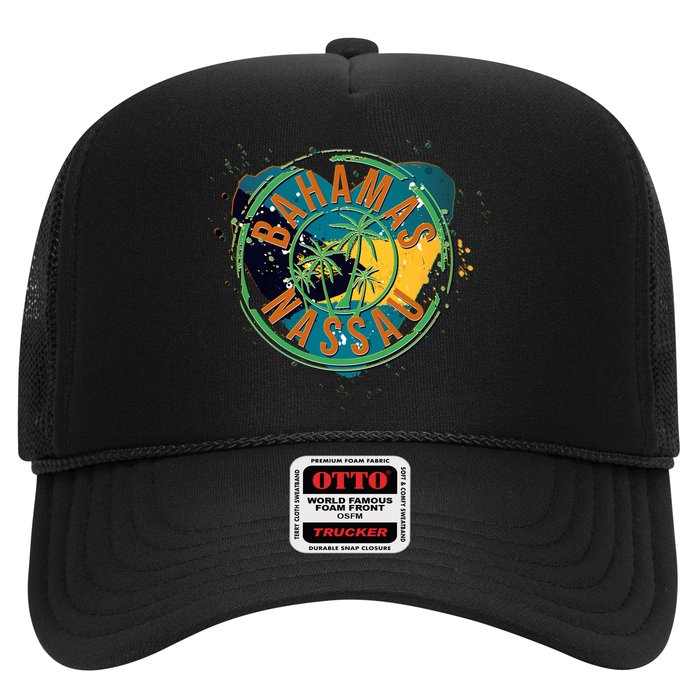 Bahamas Nassau Paint Stamp Emblem Trucker Hat