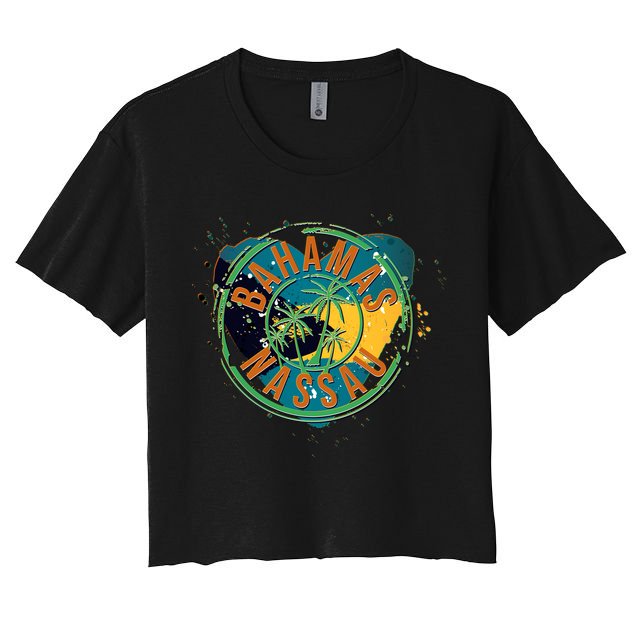Bahamas Nassau Paint Stamp Emblem Crop Top