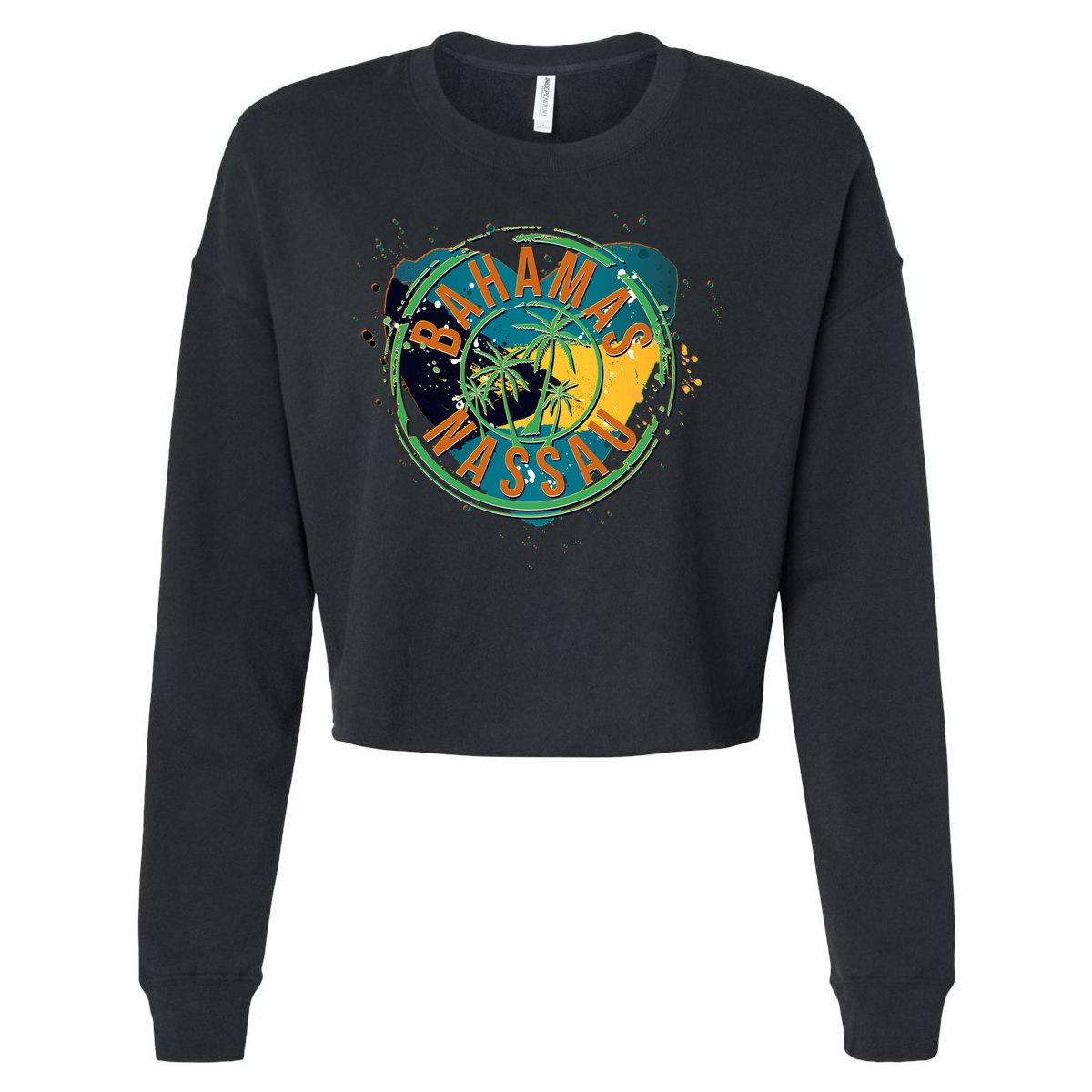 Bahamas Nassau Paint Stamp Emblem Cropped Pullover Crew