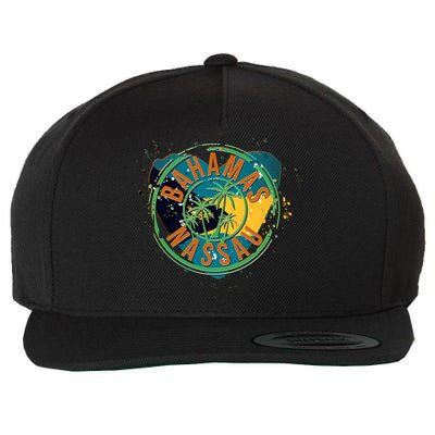 Bahamas Nassau Paint Stamp Emblem Wool Snapback Cap