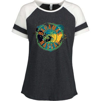 Bahamas Nassau Paint Stamp Emblem Enza Ladies Jersey Colorblock Tee