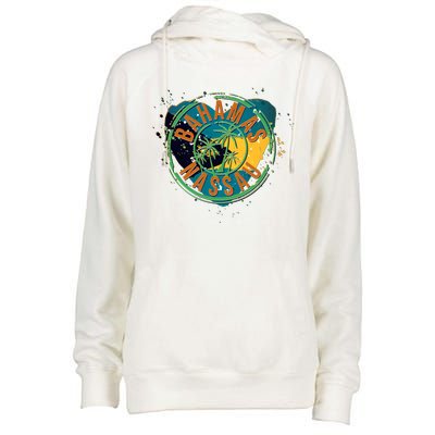 Bahamas Nassau Paint Stamp Emblem Womens Funnel Neck Pullover Hood