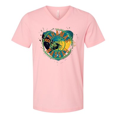 Bahamas Nassau Paint Stamp Emblem V-Neck T-Shirt