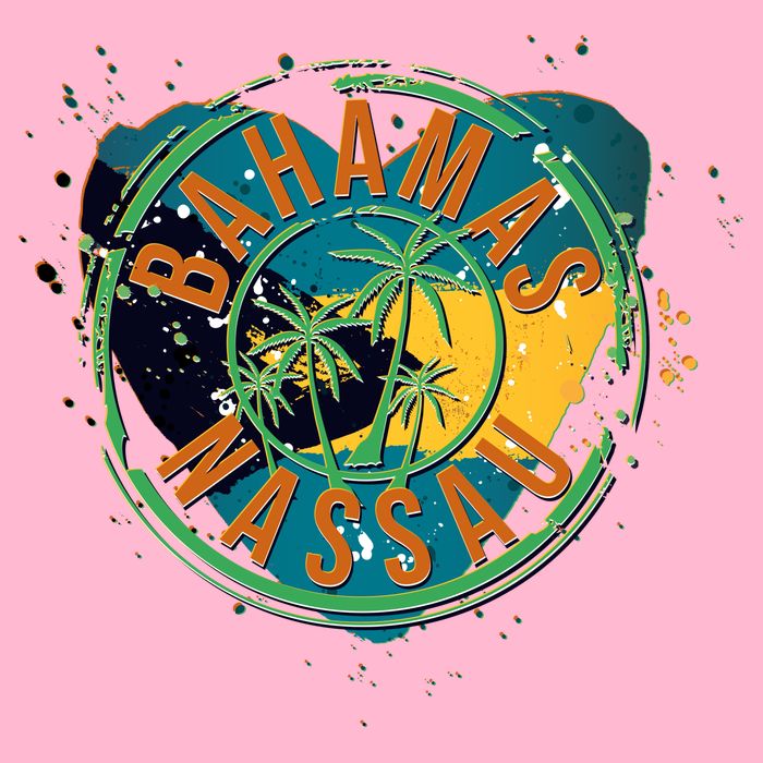 Bahamas Nassau Paint Stamp Emblem Button