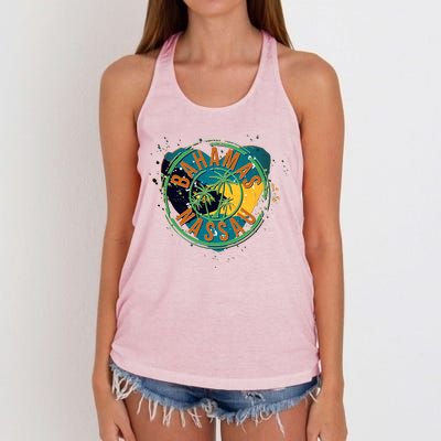 Bahamas Nassau Paint Stamp Emblem Women's Knotted Racerback Tank