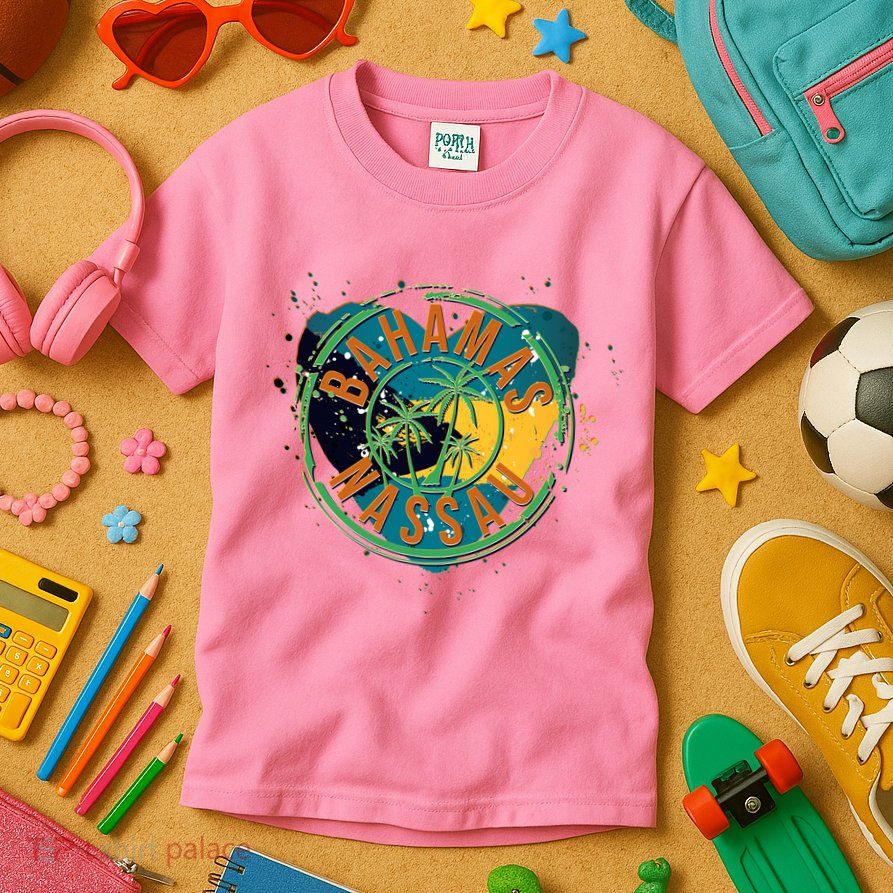 Bahamas Nassau Paint Stamp Emblem Kids T-Shirt