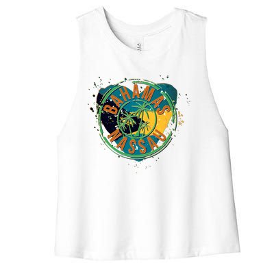 Bahamas Nassau Paint Stamp Emblem Women's Racerback Cropped Tank