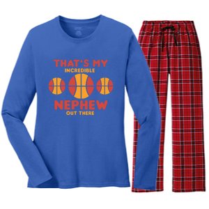 Basketball Nephew Quote For Aunt Uncle Gift Women's Long Sleeve Flannel Pajama Set 