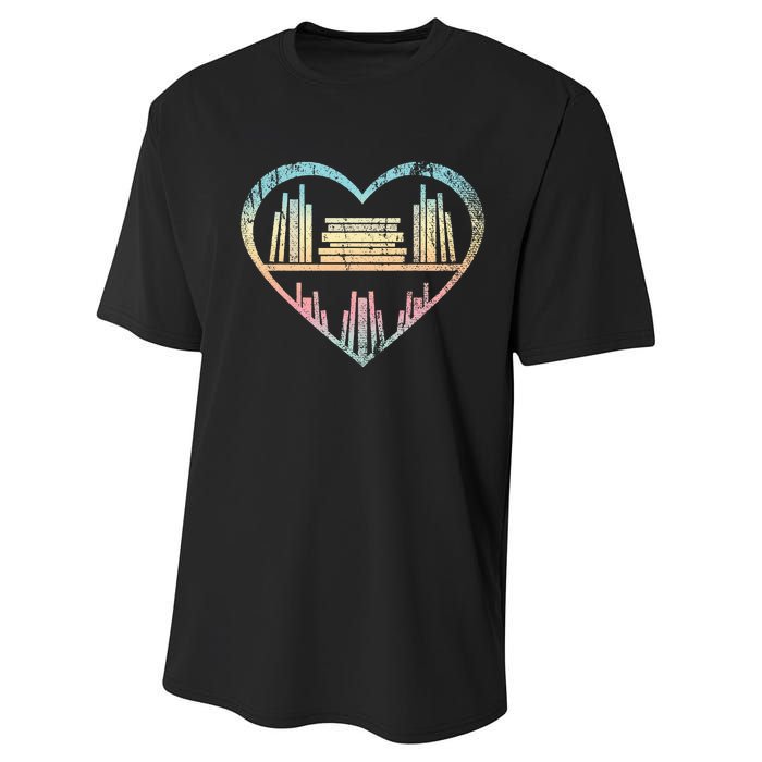 Book Nerd Reader Heart Librarian Gift Love Reading Performance Sprint T-Shirt