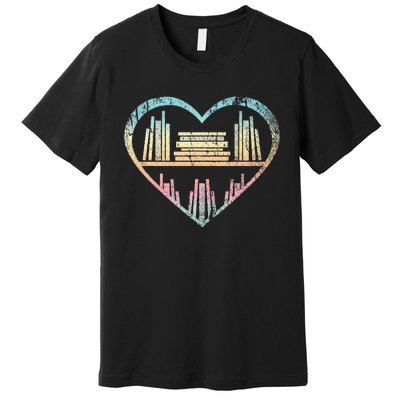 Book Nerd Reader Heart Librarian Gift Love Reading Premium T-Shirt