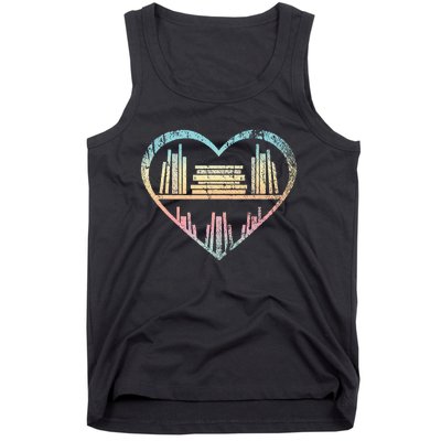 Book Nerd Reader Heart Librarian Gift Love Reading Tank Top