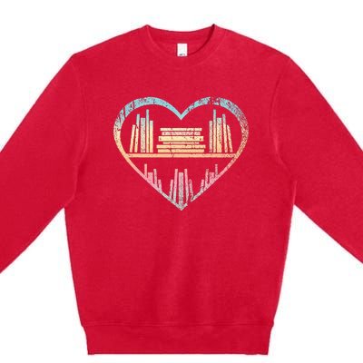 Book Nerd Reader Heart Librarian Gift Love Reading Premium Crewneck Sweatshirt