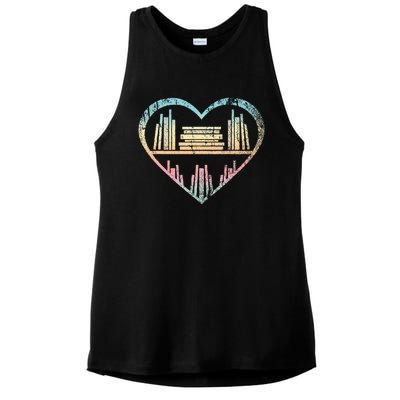 Book Nerd Reader Heart Librarian Gift Love Reading Ladies PosiCharge Tri-Blend Wicking Tank