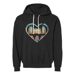 Book Nerd Reader Heart Librarian Gift Love Reading Garment-Dyed Fleece Hoodie