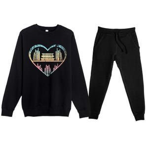 Book Nerd Reader Heart Librarian Gift Love Reading Premium Crewneck Sweatsuit Set