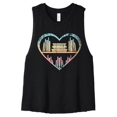 Book Nerd Reader Heart Librarian Gift Love Reading Women's Racerback Cropped Tank