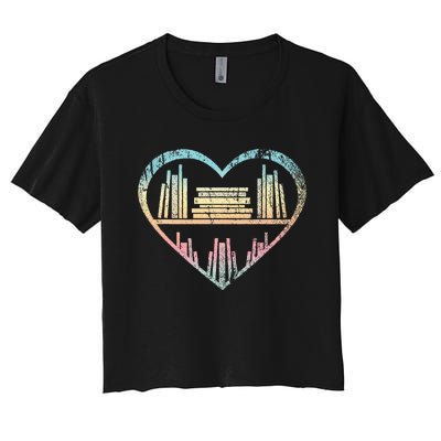 Book Nerd Reader Heart Librarian Gift Love Reading Women's Crop Top Tee