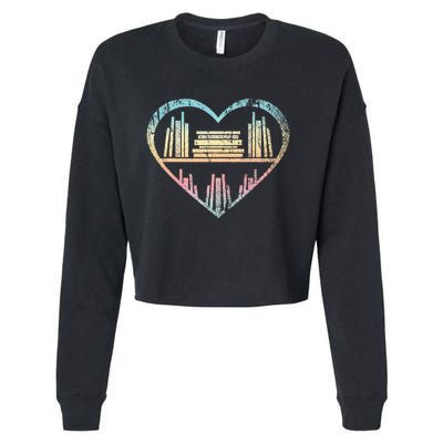 Book Nerd Reader Heart Librarian Gift Love Reading Cropped Pullover Crew