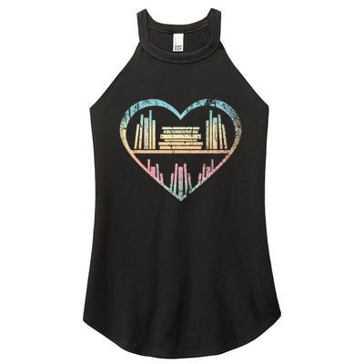 Book Nerd Reader Heart Librarian Gift Love Reading Women's Perfect Tri Rocker Tank