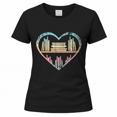 Book Nerd Reader Heart Librarian Gift Love Reading Women's T-Shirt