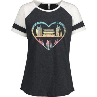 Book Nerd Reader Heart Librarian Gift Love Reading Enza Ladies Jersey Colorblock Tee