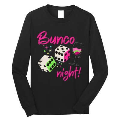 Bunco Night Retro Dice Wine Prize Long Sleeve Shirt