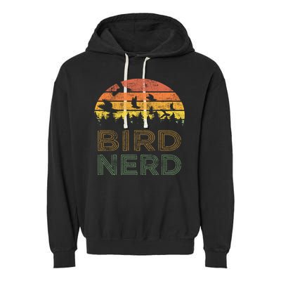 Bird Nerd Retro Vintage Distressed Bird Watcher Watching Gift Garment-Dyed Fleece Hoodie