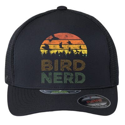 Bird Nerd Retro Vintage Distressed Bird Watcher Watching Gift Flexfit Unipanel Trucker Cap