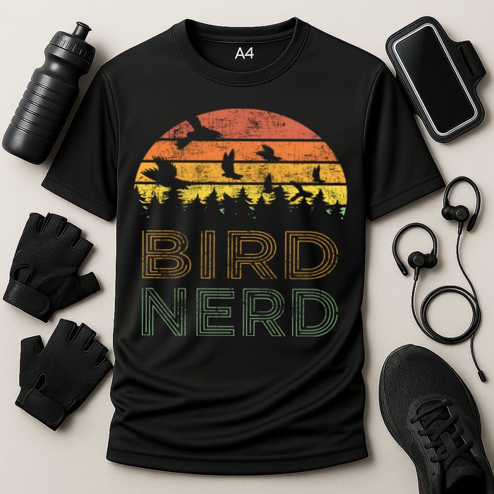 Bird Nerd Retro Vintage Distressed Bird Watcher Watching Gift Performance Shirt