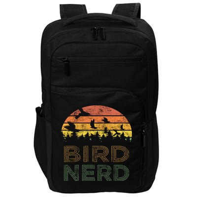 Bird Nerd Retro Vintage Distressed Bird Watcher Watching Gift Impact Tech Backpack