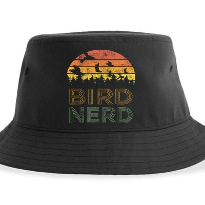 Bird Nerd Retro Vintage Distressed Bird Watcher Watching Gift Sustainable Bucket Hat