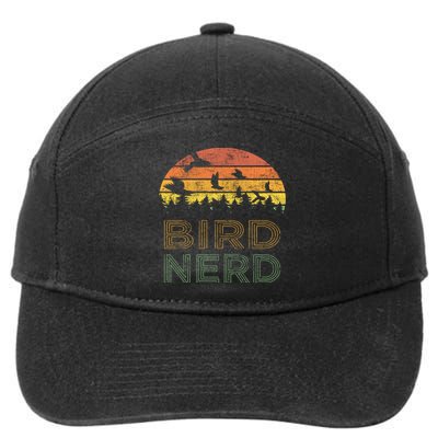 Bird Nerd Retro Vintage Distressed Bird Watcher Watching Gift 7-Panel Snapback Hat