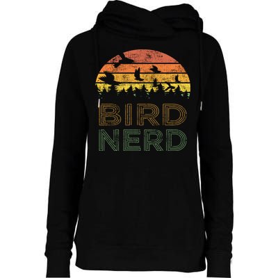 Bird Nerd Retro Vintage Distressed Bird Watcher Watching Gift Womens Funnel Neck Pullover Hood
