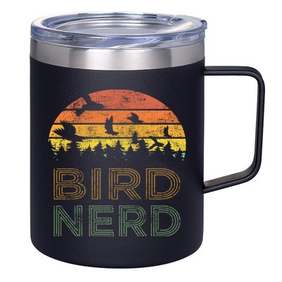 Bird Nerd Retro Vintage Distressed Bird Watcher Watching Gift 12oz Stainless Steel Coffee Mug