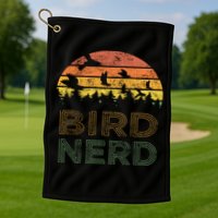 Bird Nerd Retro Vintage Distressed Bird Watcher Watching Gift Golf Towel
