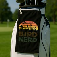 Bird Nerd Retro Vintage Distressed Bird Watcher Watching Gift Golf Towel