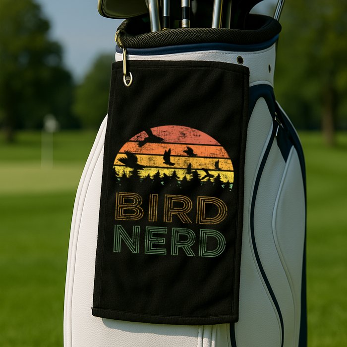 Bird Nerd Retro Vintage Distressed Bird Watcher Watching Gift Golf Towel