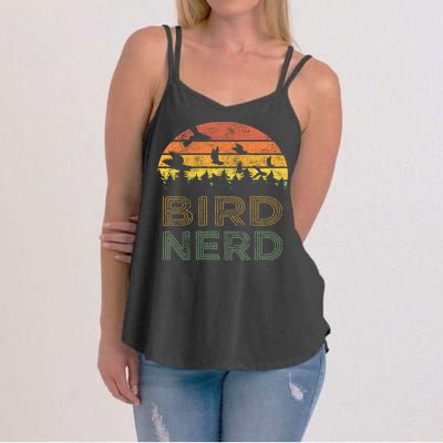 Bird Nerd Retro Vintage Distressed Bird Watcher Watching Gift Women's Strappy Tank