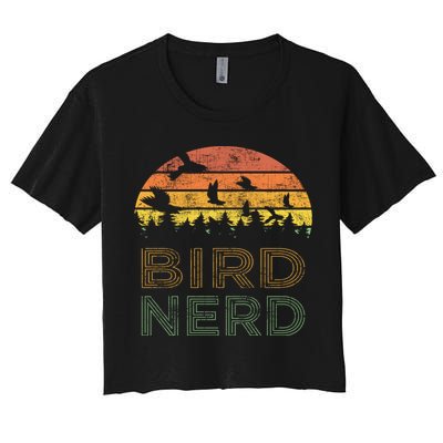 Bird Nerd Retro Vintage Distressed Bird Watcher Watching Gift Crop Top