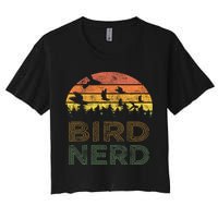 Bird Nerd Retro Vintage Distressed Bird Watcher Watching Gift Crop Top