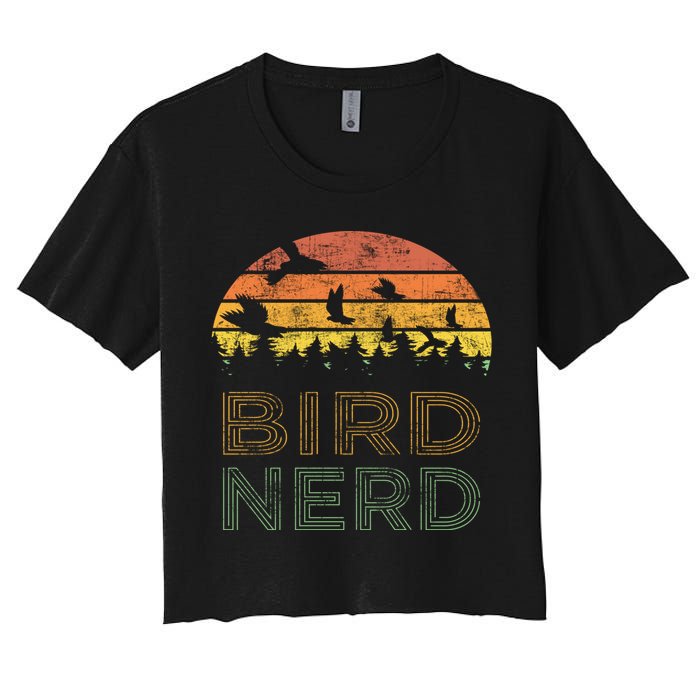 Bird Nerd Retro Vintage Distressed Bird Watcher Watching Gift Crop Top