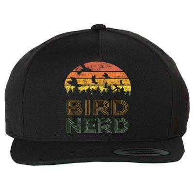 Bird Nerd Retro Vintage Distressed Bird Watcher Watching Gift Wool Snapback Cap