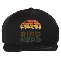 Bird Nerd Retro Vintage Distressed Bird Watcher Watching Gift Wool Snapback Cap