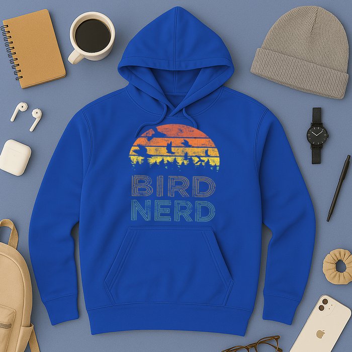 Bird Nerd Retro Vintage Distressed Bird Watcher Watching Gift Hoodie